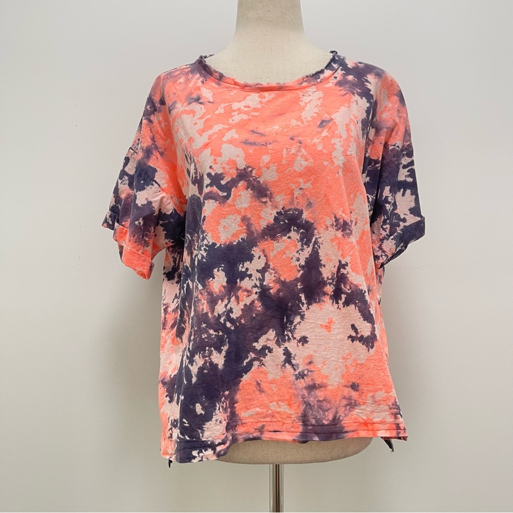 Cali Dreaming Town Sunset Pink Blue Tie Dye Short Sleeve Tee Size Small - Picture 2 of 11